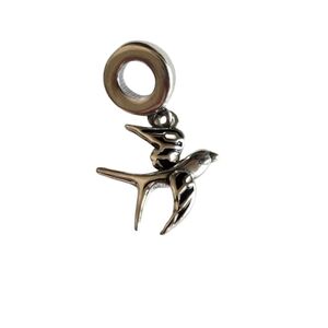 🎆Sterling Silver 925 Jack Sparrow Swallow Tattoo Pirates Dangle Bracelet Charm